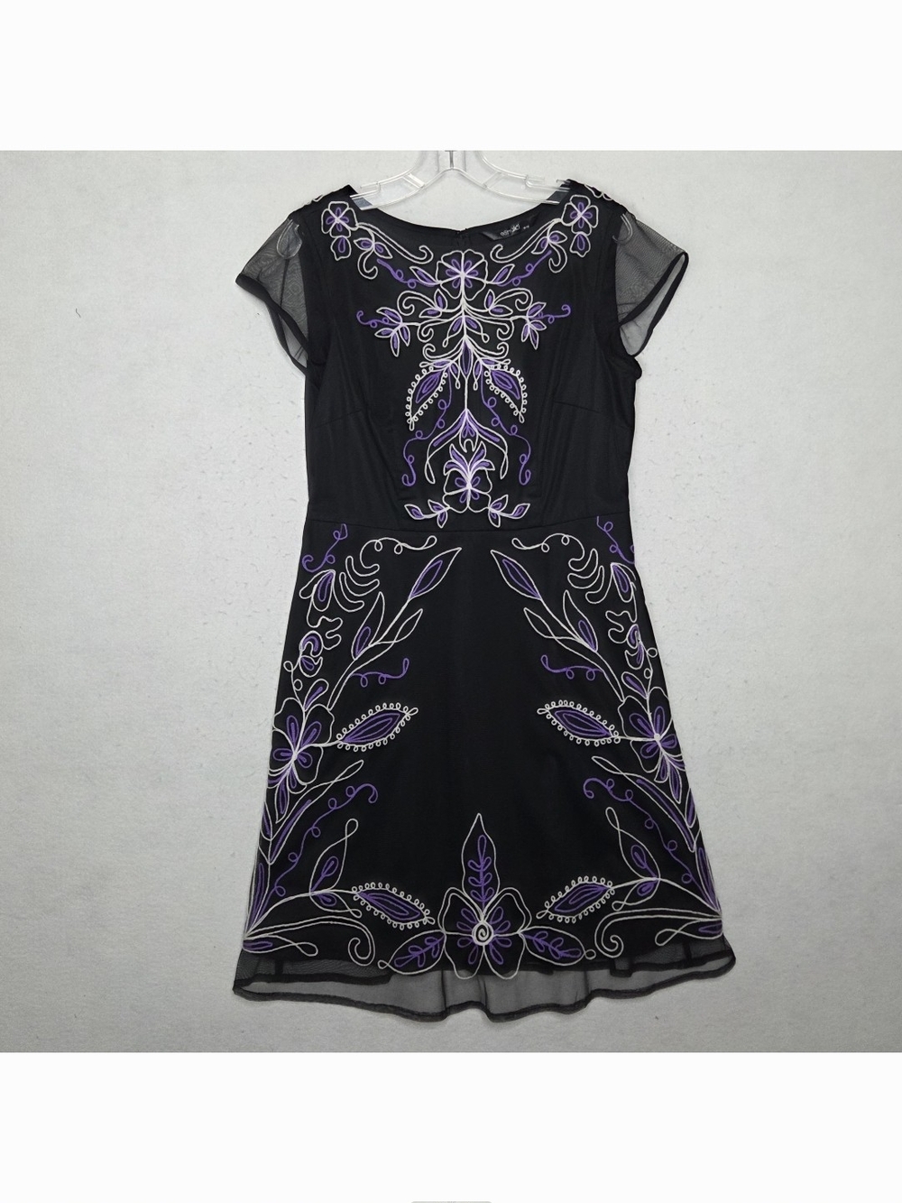 eShakti Filigree Embellished Tulle Midi Dress M (10) Whimsigoth Dark Romantic